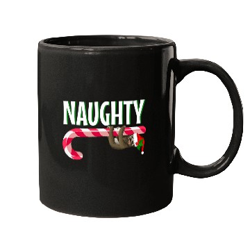 Discover Sloth Pet Naughty Christmas Sloth in Santa Hat Peppermint Candy Cane Mugs