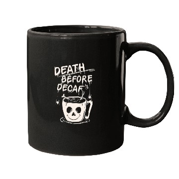 Discover Coffee Fun death before decaf coffee illustration Halloween Mugs