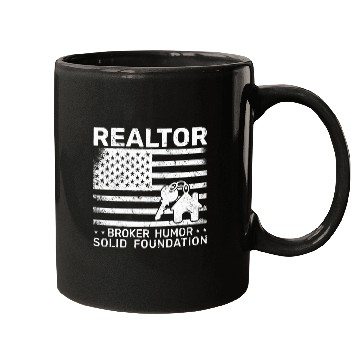 Discover Realtor Broker Humor Solid Foundation US Flag Real Estate Mugs