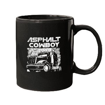 Discover Asphalt Cowboy Truck Driver Gift Mugs