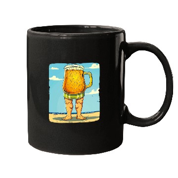 Discover Beer Fun walking Beer in Swim Trunks Costume Mugs