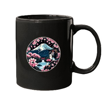 Discover Mount Fuji Cherry Blossoms Geisha Japanese Garden Japan Art 6 Mugs