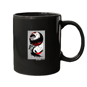 Discover Japanese Tree Red Moon With Birds Flying in background Graph 1 Mugs