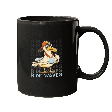 Discover Surf Holidays Ride Waves Cool Seagull with sunglasses Mugs