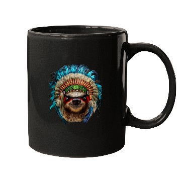 Discover Sloth Pet Giant Sloth wearing Native American Indian Warrior Headdress Mugs