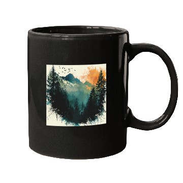 Discover Tree Woods dark Green Nature Outdoor Explore forest green 2 Mugs