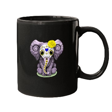 Discover Elephant Pet sugar skull yellow rose elephant day of Deads halloween Mugs