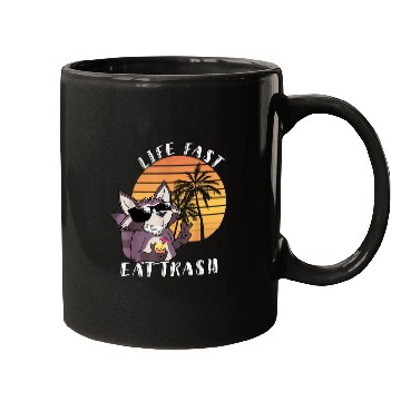Discover Raccoon Pet Life Fast Eat Trash Raccoon Trash Panda Retro Sunset 3 Mugs