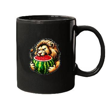 Discover Lion Pet Eating Watermelon Mugs
