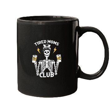 Discover Coffee Fun Tired Moms Club Mothers Day Coffee Drinking Skeletons Mom Mugs