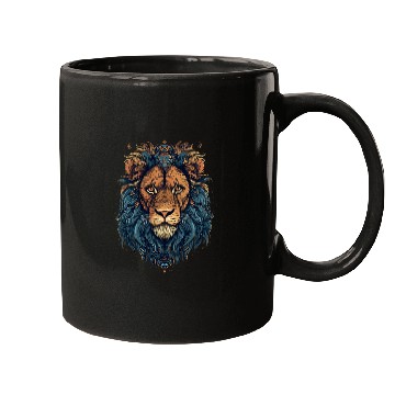 Discover Lion Pet Epic Regal Lion with S Monogram Mugs