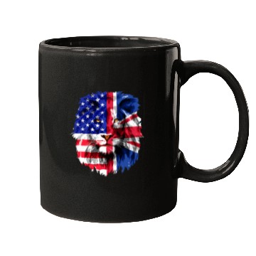 Discover Lion Pet British American Flag Lion Britain Union Jack USA Flag Mugs