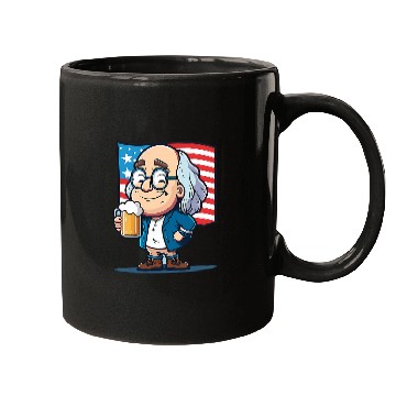Discover Beer Fun Ben Beer 4th of July Benjamin Franklin USA Merica Mugs