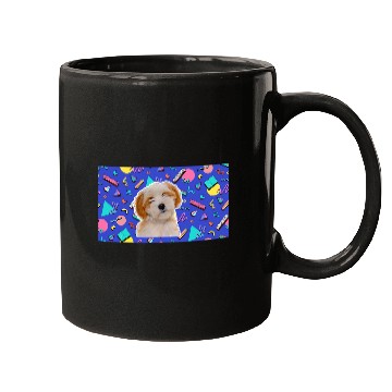 Discover 90s Sticker Pattern Dog Tibetan Terrier Mugs
