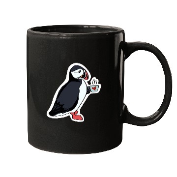 Discover Coffee Fun Puffin Drinking Coffee Mugs