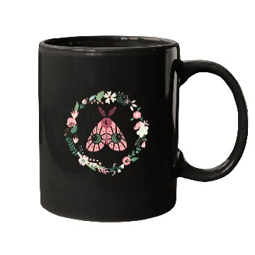 Discover Celestial Mystic Moth With Flowers Artwork Mugs
