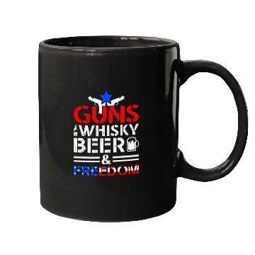 Discover Beer Fun guns Whisky Beer Freedom Proud American Flag Party Gift USA 3 Mugs