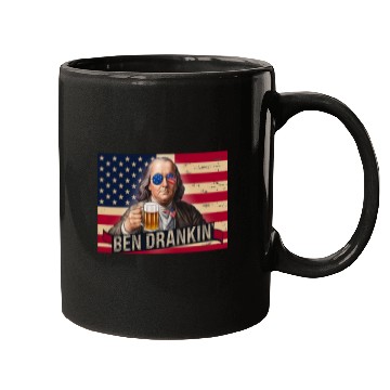 Discover Beer Fun Ben Drankin Franklin Beer 4th of July vintages USA Flag Men 6 Mugs