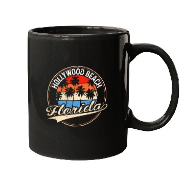 Discover vintages Hollywood Beach Florida Palm Tree Beach Mugs