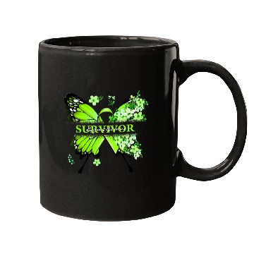 Discover Butterfly Flowers Lime Green Ribbon Lymphoma Warrior Mugs