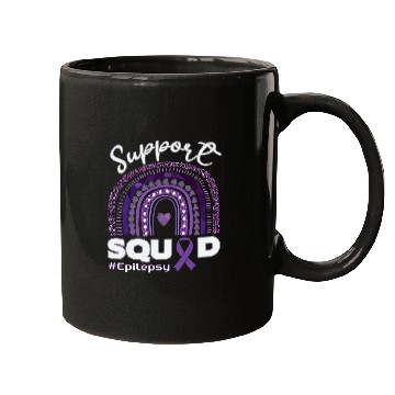 Discover Epilepsy Support Squad Purple Ribbon Mugs