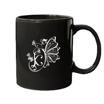 Discover Butterfly Grunge Fairycore Aesthetic Letter K Monogram Goth Mugs