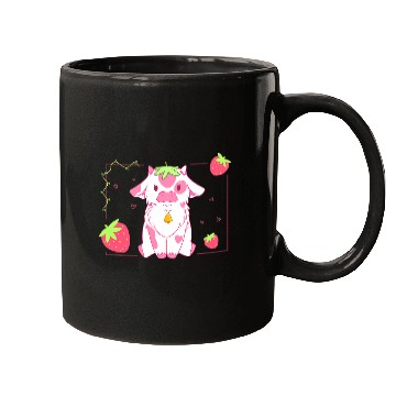 Discover Cow Lover Cute Pink Strawberry Milk Cow Kawaii Aesthetic Design Mugs