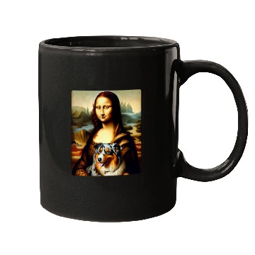 Discover Mona Lisa Australian Shepherd Twist Artistic Dog Portrait 1 Mugs