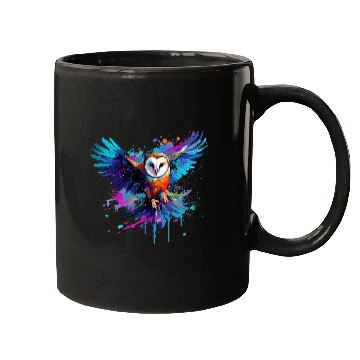 Discover Owl Pet Colorful Barn Owl Owls Lover Splash Art Mugs