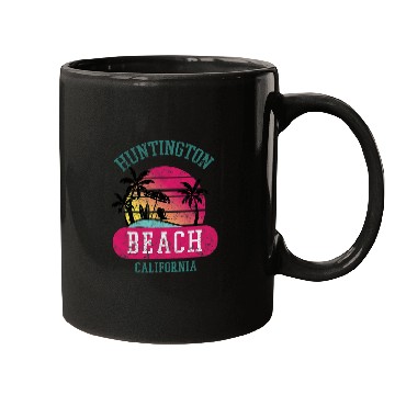 Discover Distressed Huntington Beach CA Beach Sunset Novelty Art Mugs