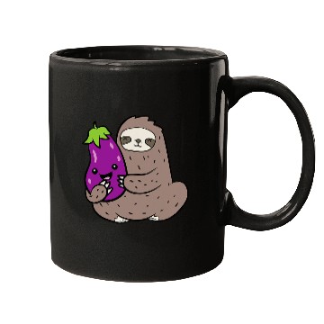 Discover Sloth Pet With Vegetable Cute Eggplant And Sloth Mugs