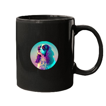 Discover Cavalier King Charles Spaniel Synthwave 80s Nostalgia Mugs