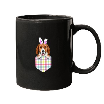 Discover Easter Plaid American Foxhound Bunny Dog In Pocket Mugs