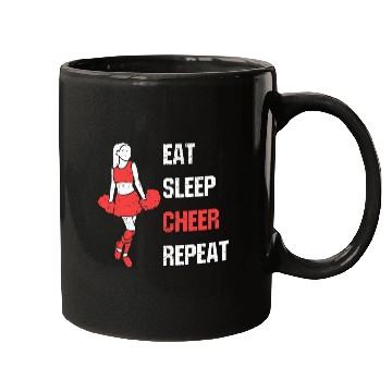 Discover Eat Sleep Cheer Repeat vintages Cheerleading Coach Mugs