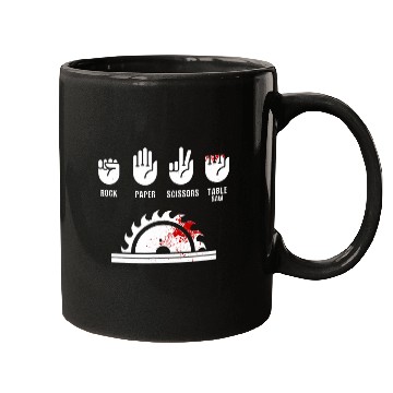 Discover Funny Carpenter Rock Paper Scissors Able Saw Mugs