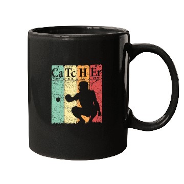 Discover Baseball Periodic Table Elements Nerd Baseball Catcher Retro 4 Mugs
