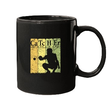 Discover Baseball Periodic Table Elements Nerd Baseball Catcher Retro 2 Mugs