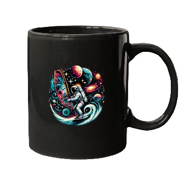 Discover Cool Galaxy Windsurfer Astronaut on Windsurfing Mugs