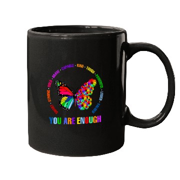 Discover Colorful You Are Enough Daisy Butterfly Mugs