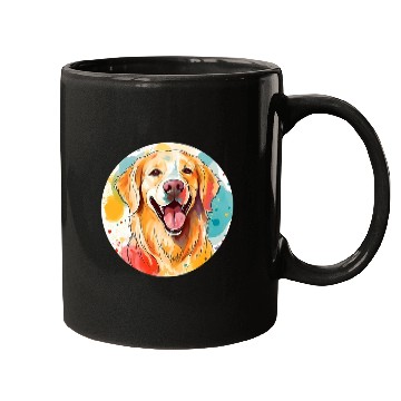 Discover Golden Retriever Colored Circle Style Mugs