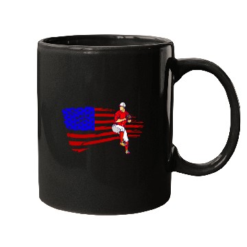 Discover Baseball Pitcher American Flag USA Flag Baseball Mugs