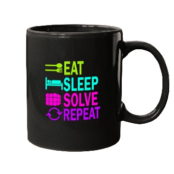 Discover Eat Sleep Solve Repeat Math Speed Cubing Genie Cube 213 Mugs