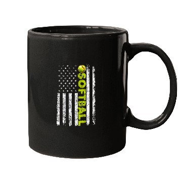 Discover Distressed SoftBall Team American Flag Mugs