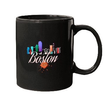 Discover Boston Skyline Colorful Art Mugs
