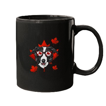 Discover Canadian Border Collie Maple Tree Leaf Canada Flag Dog Lover Mugs