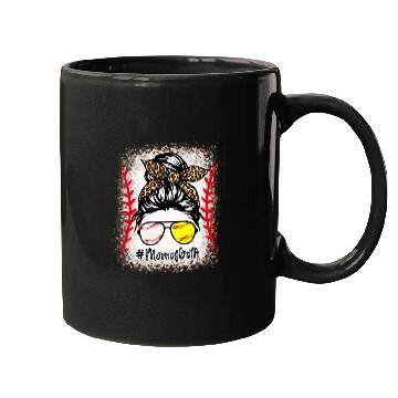 Discover Bleached Mom of Both Baseball Mom Leopard Messy Bun Player Mugs