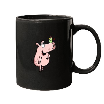 Discover Pig With Bird Fun Art For Pig Or Farm Lover Mugs