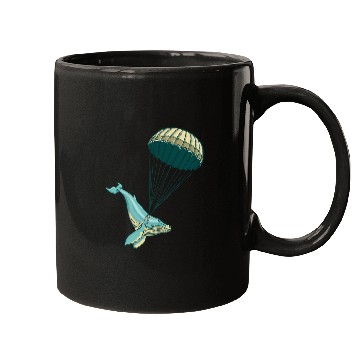Discover Blue Whale Parachute Illustration Mugs
