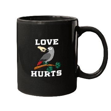 Discover Love Hurts African Grey Parrot Biting Gift Idea Mugs