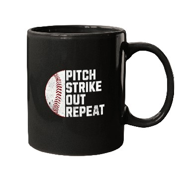 Discover Baseball Pitcher Pitch Strike Out Repeat Mugs